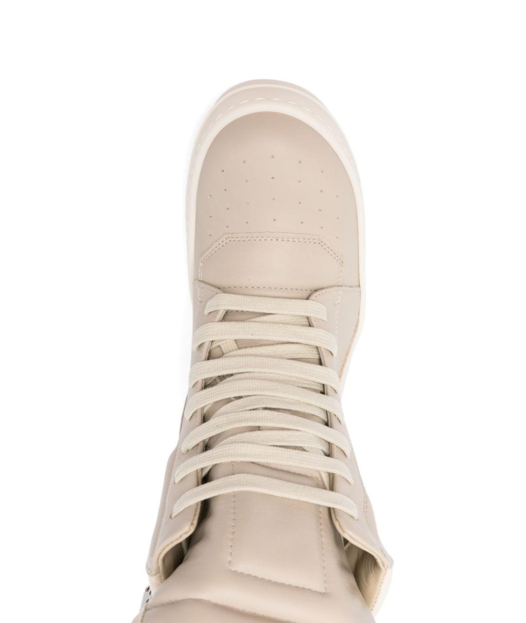 RICK OWENS Бежевые кожаные кеды, фото 2