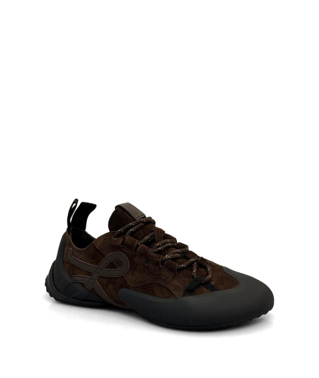 LOEWE Коричневые замшевые кроссовки, фото 1