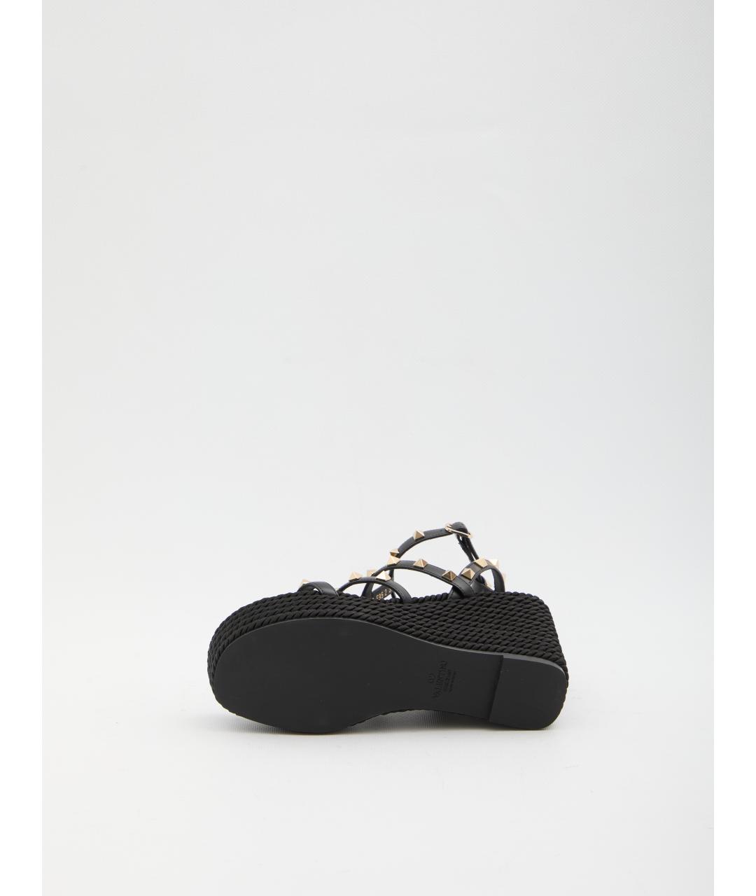 VALENTINO Черные кожаные босоножки, фото 4