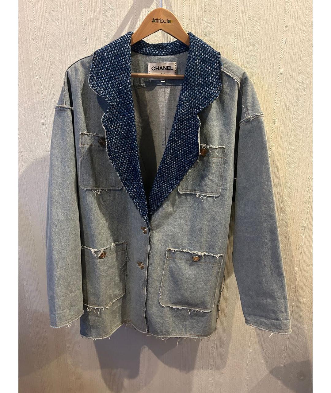 CHANEL Голубой хлопковый жакет/пиджак, фото 9