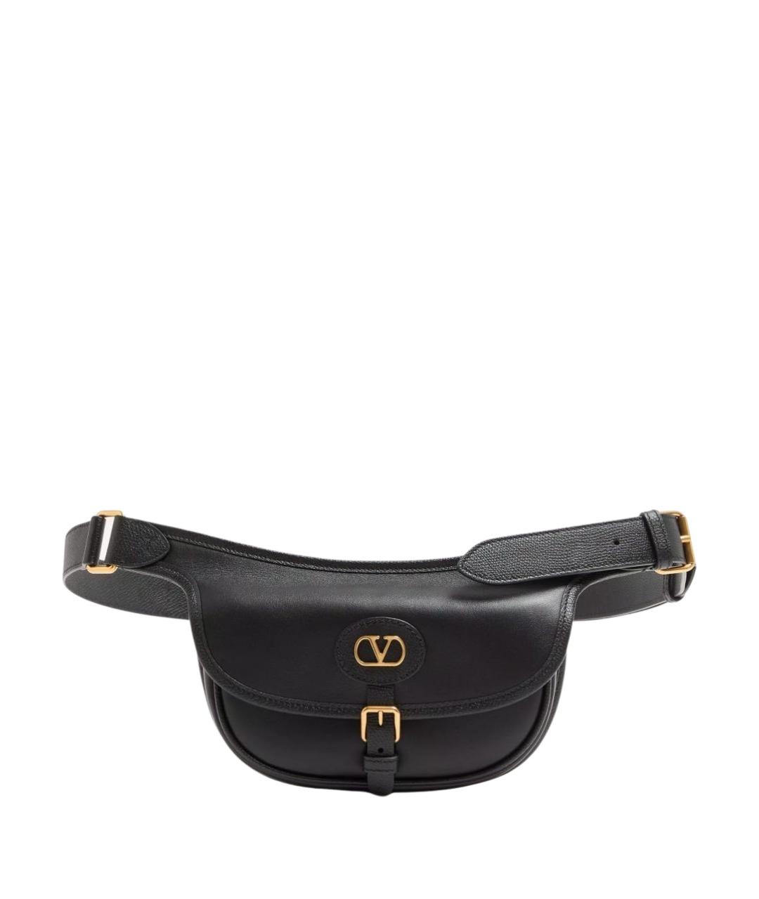 VALENTINO Черная кожаная поясная сумка, фото 1