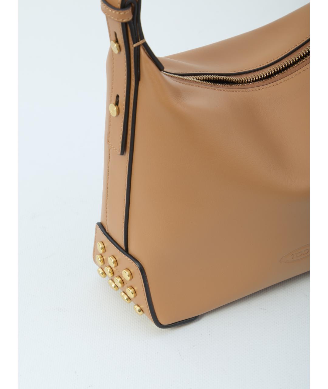 TOD'S Бежевая кожаная сумка через плечо, фото 4