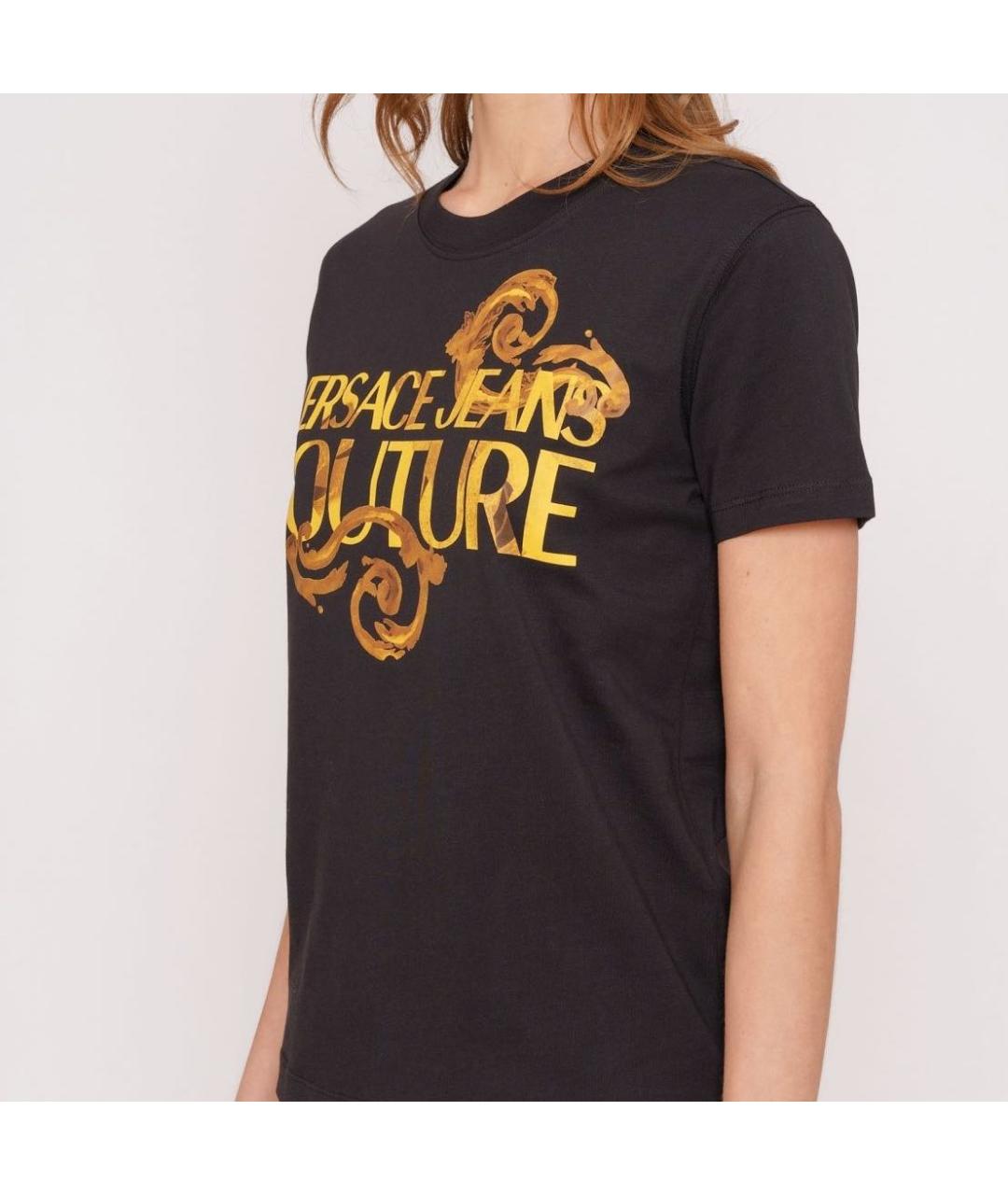 VERSACE JEANS COUTURE Черная хлопковая футболка, фото 4