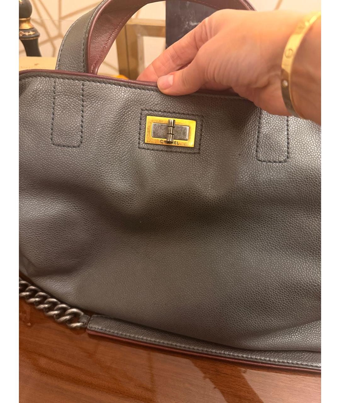 CHANEL Черная кожаная сумка тоут, фото 3