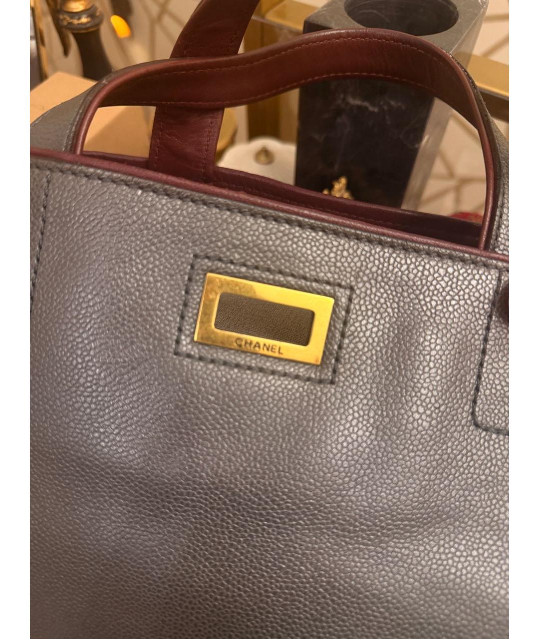 CHANEL Черная кожаная сумка тоут, фото 7