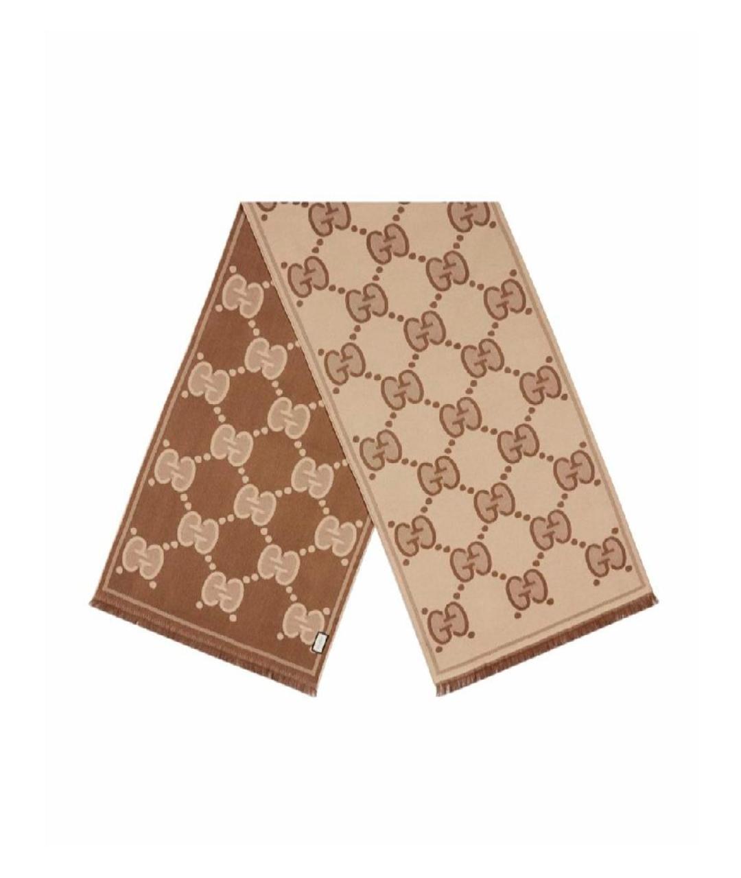 GUCCI Бежевый шарф, фото 4