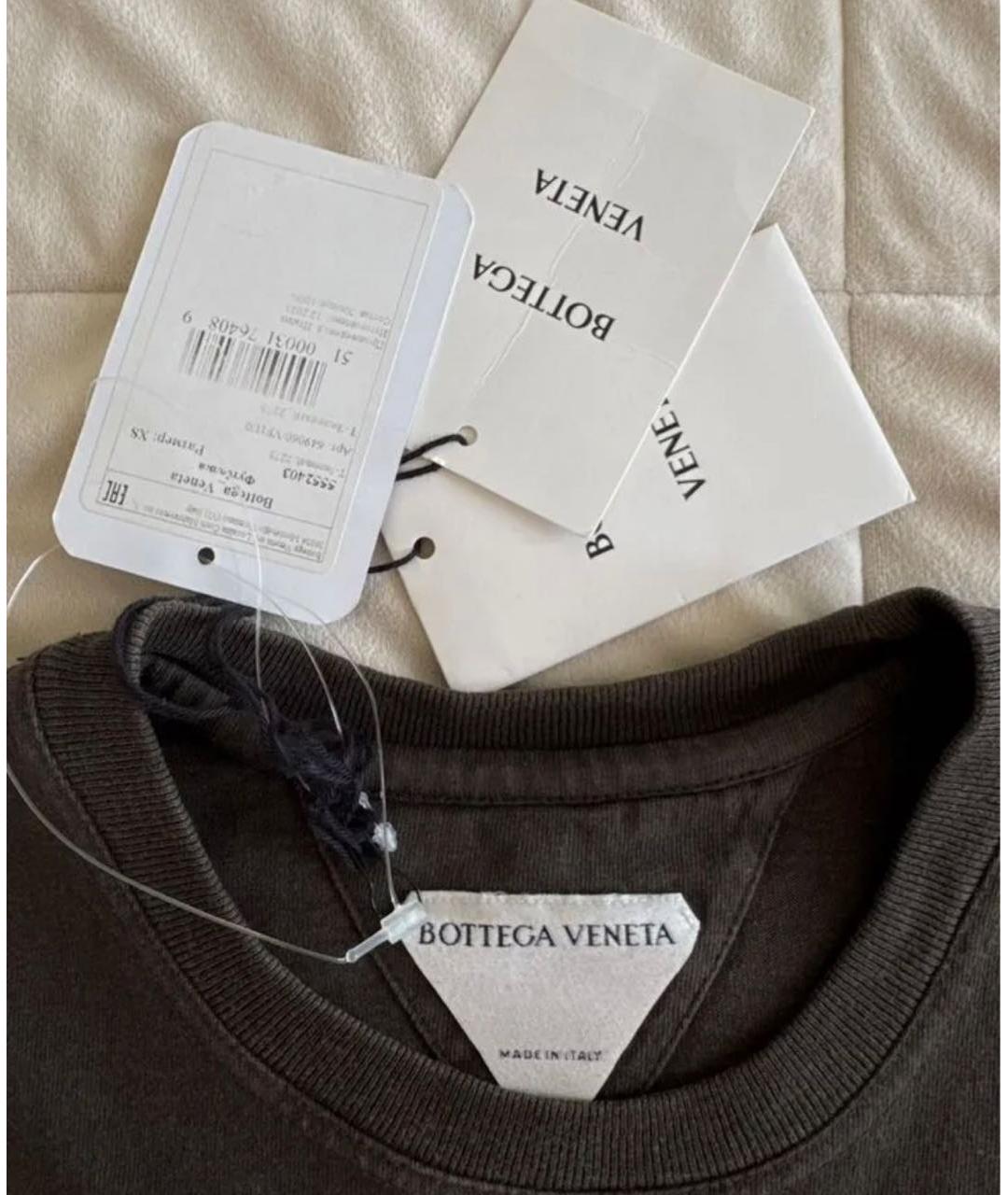 BOTTEGA VENETA Коричневая хлопковая футболка, фото 3