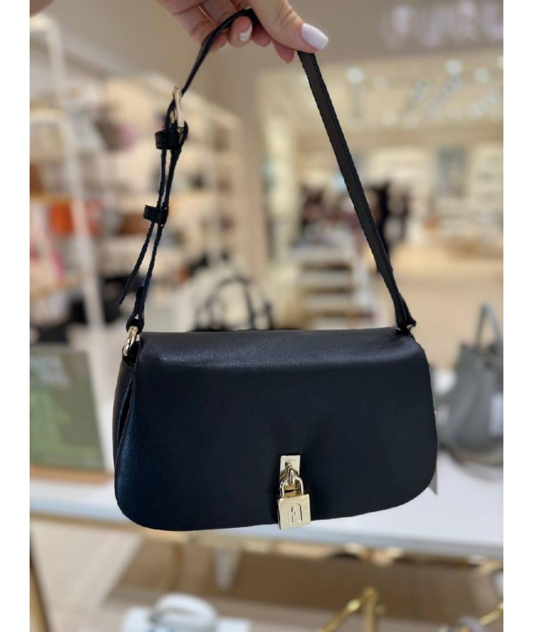 FURLA Черная кожаная сумка через плечо, фото 4