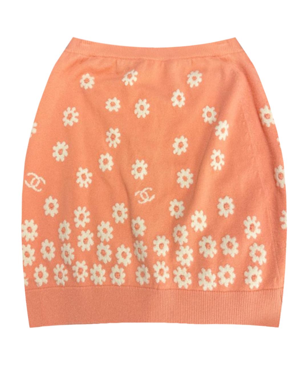 CHANEL Коралловая кашемировая юбка мини, фото 1
