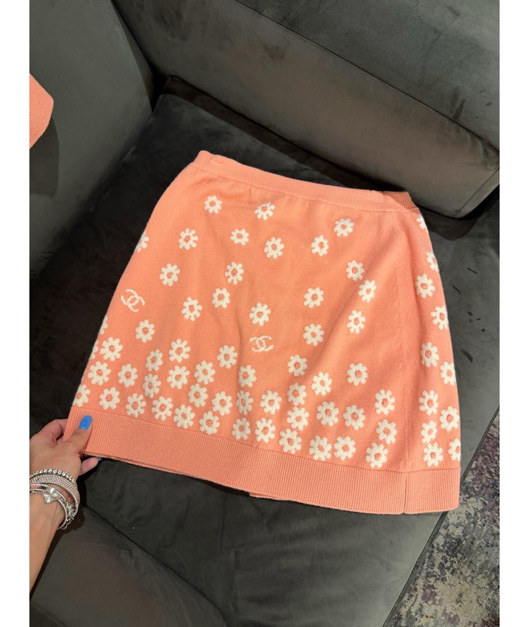 CHANEL Коралловая кашемировая юбка мини, фото 7