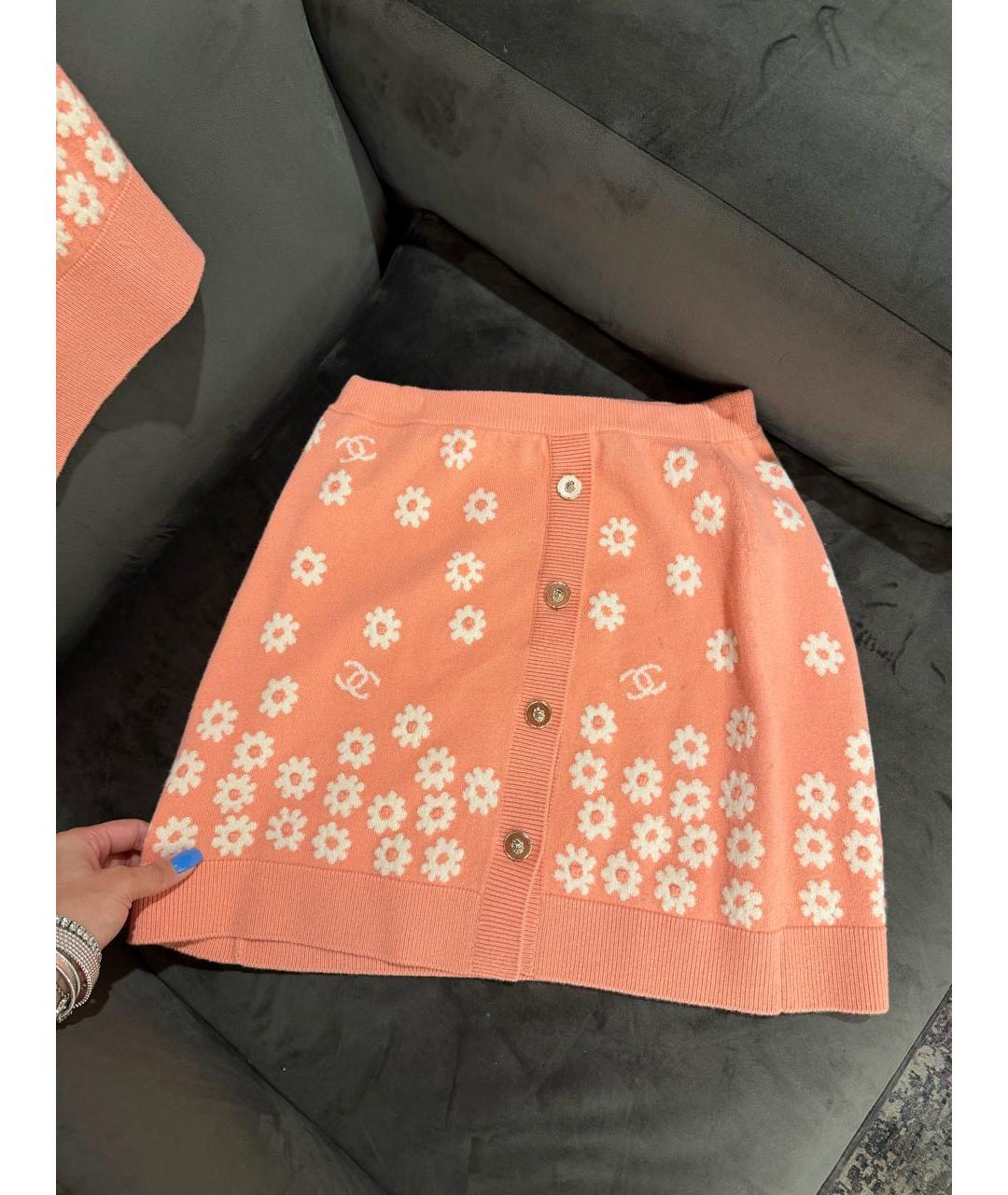 CHANEL Коралловая кашемировая юбка мини, фото 2