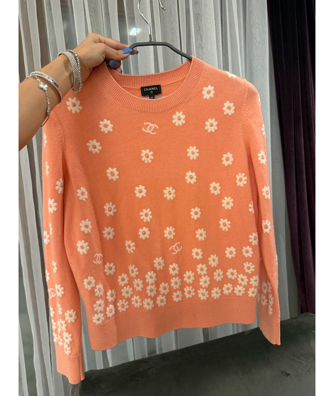 CHANEL Коралловый кашемировый джемпер / свитер, фото 9