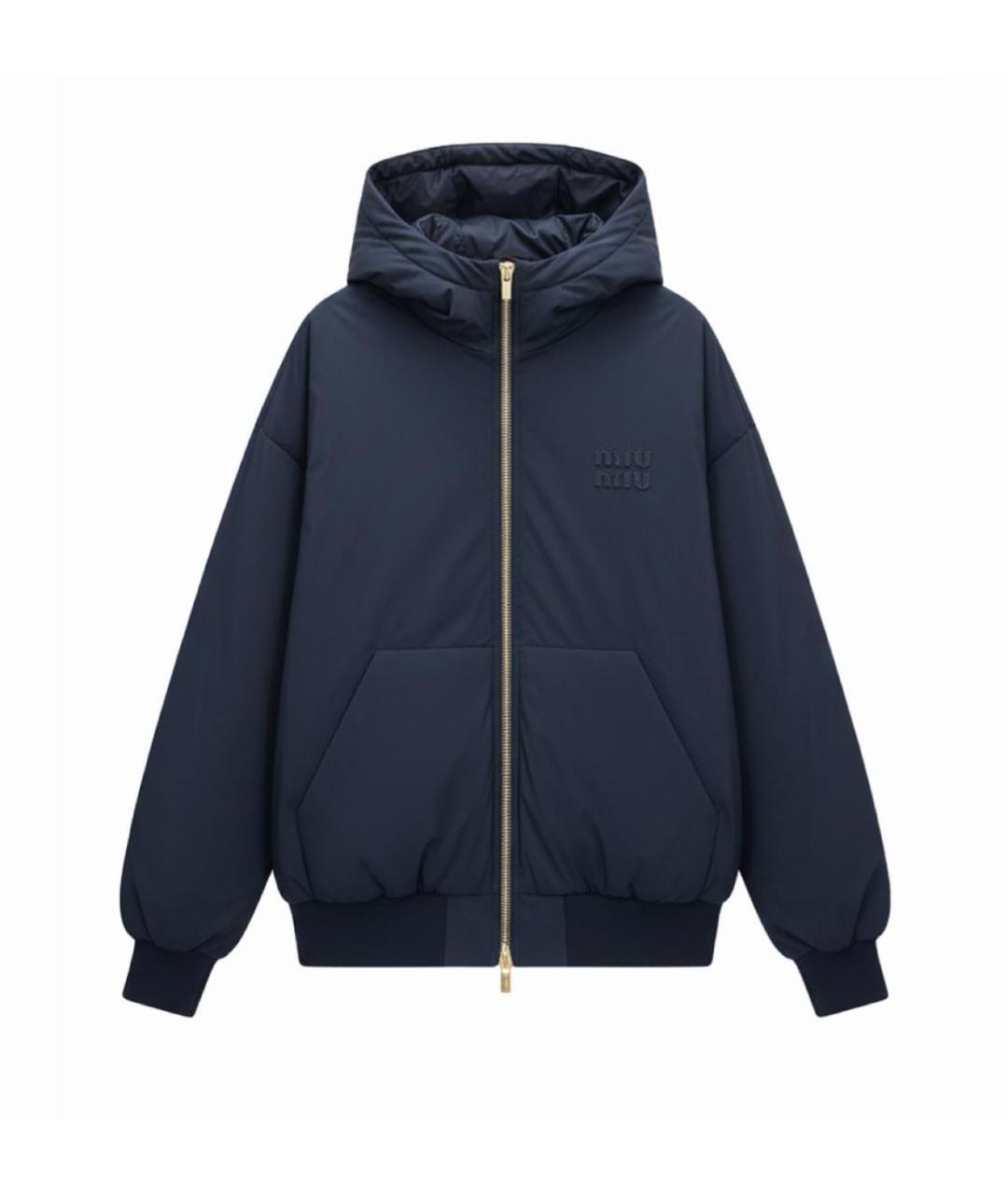 MIU MIU Темно-синяя полиэстеровая куртка, фото 8