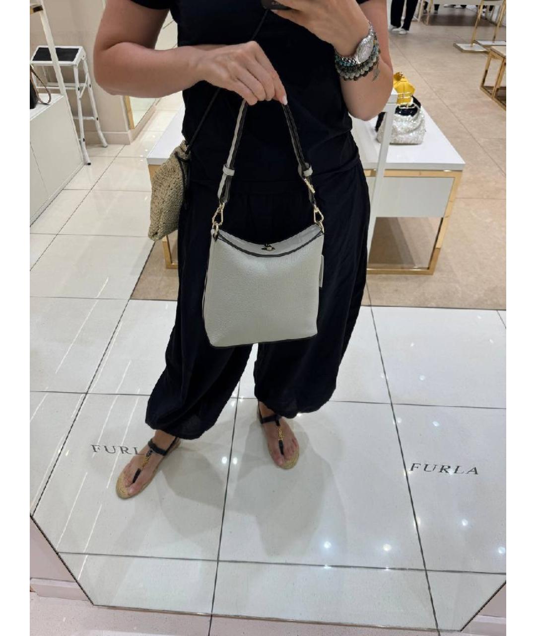 FURLA Серая кожаная сумка через плечо, фото 2