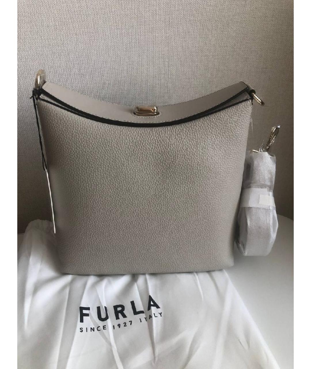 FURLA Серая кожаная сумка через плечо, фото 5