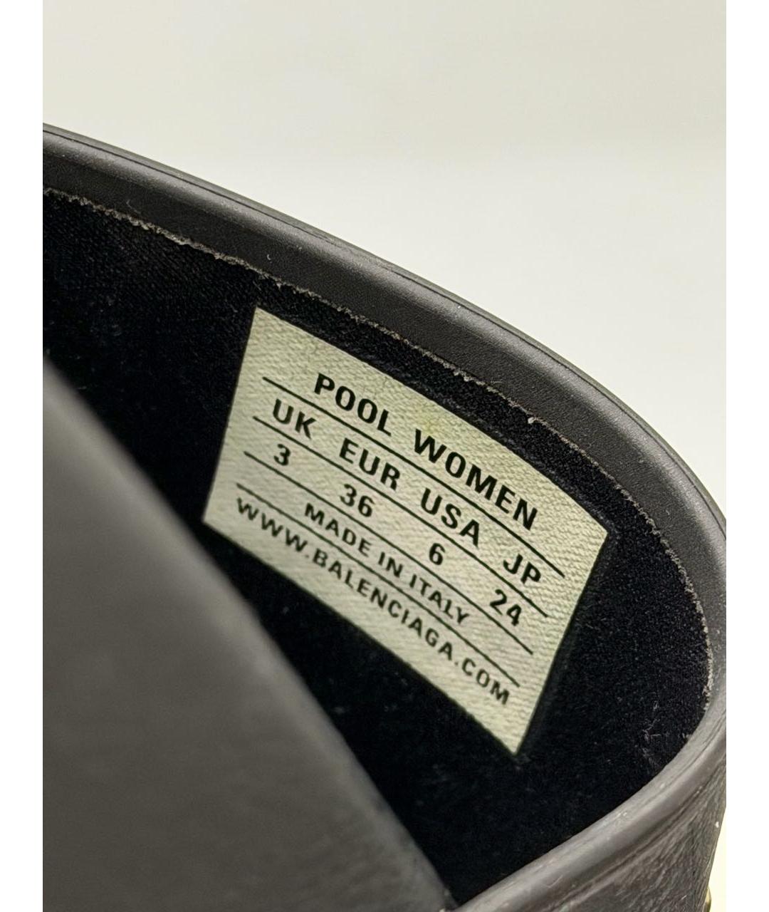 BALENCIAGA Черные кожаные шлепанцы, фото 7