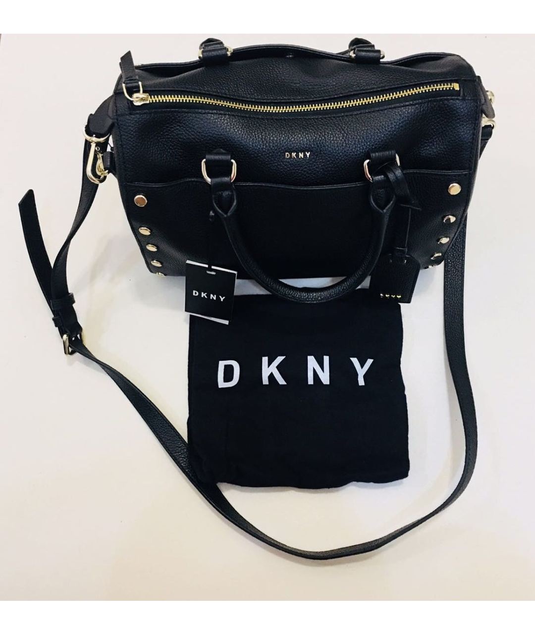 DKNY Черная кожаная сумка тоут, фото 2