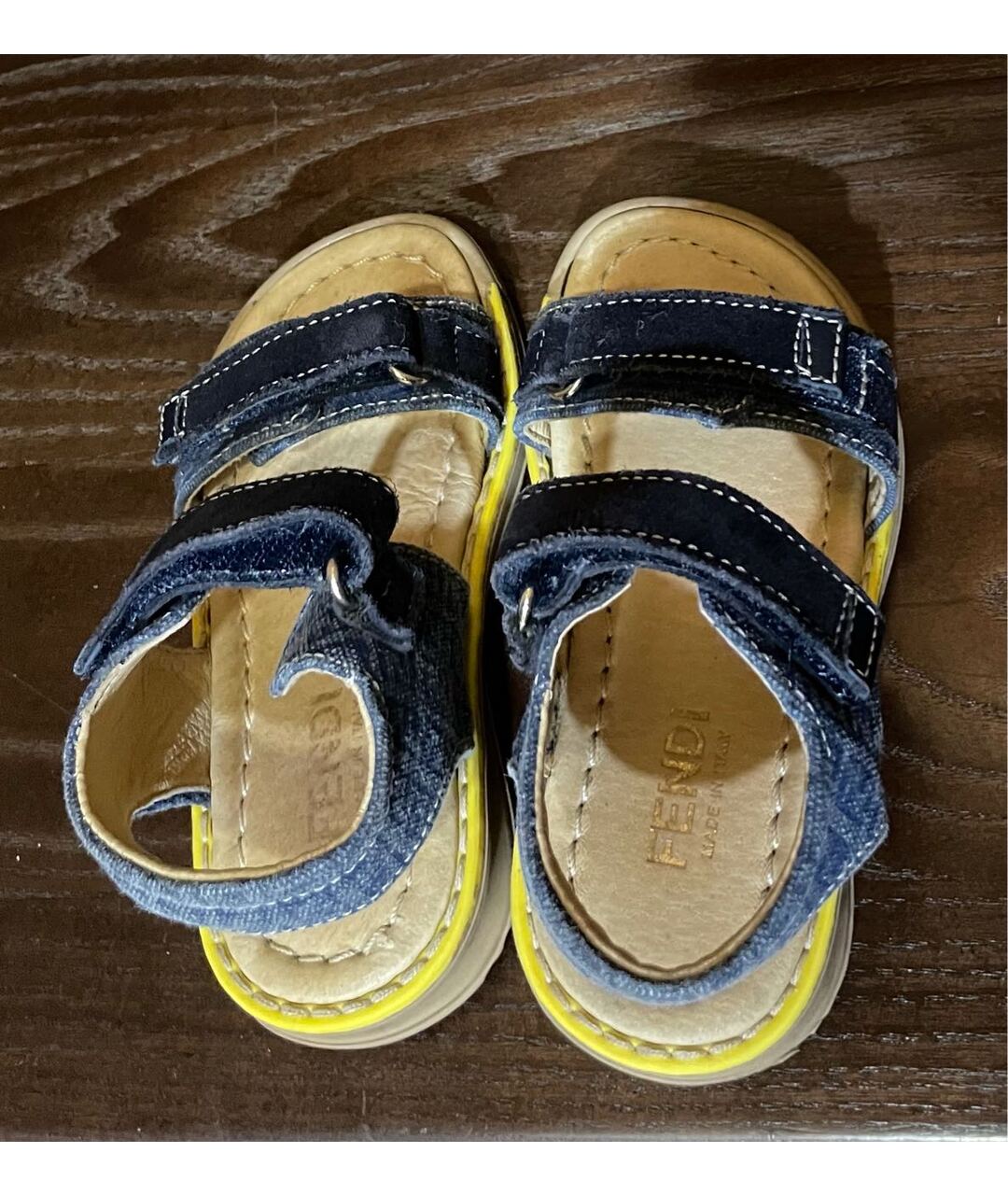 FENDI Синие текстильные сандалии и шлепанцы, фото 3