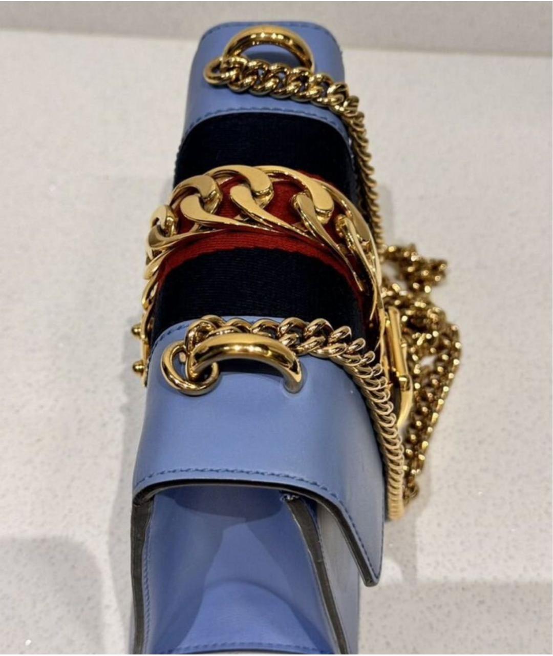 GUCCI Голубая кожаная сумка через плечо, фото 7