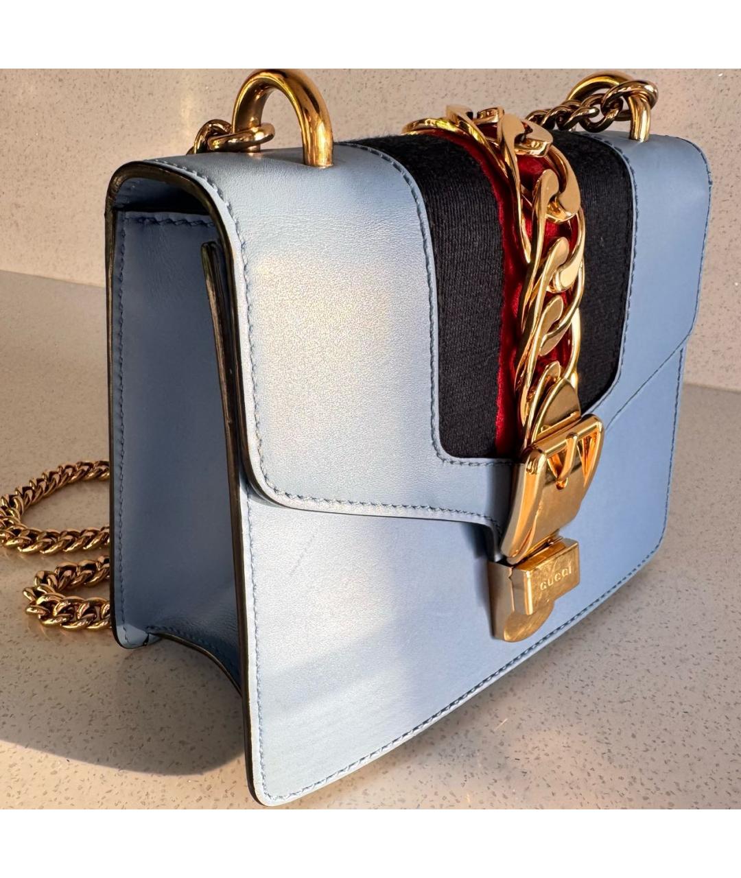 GUCCI Голубая кожаная сумка через плечо, фото 2