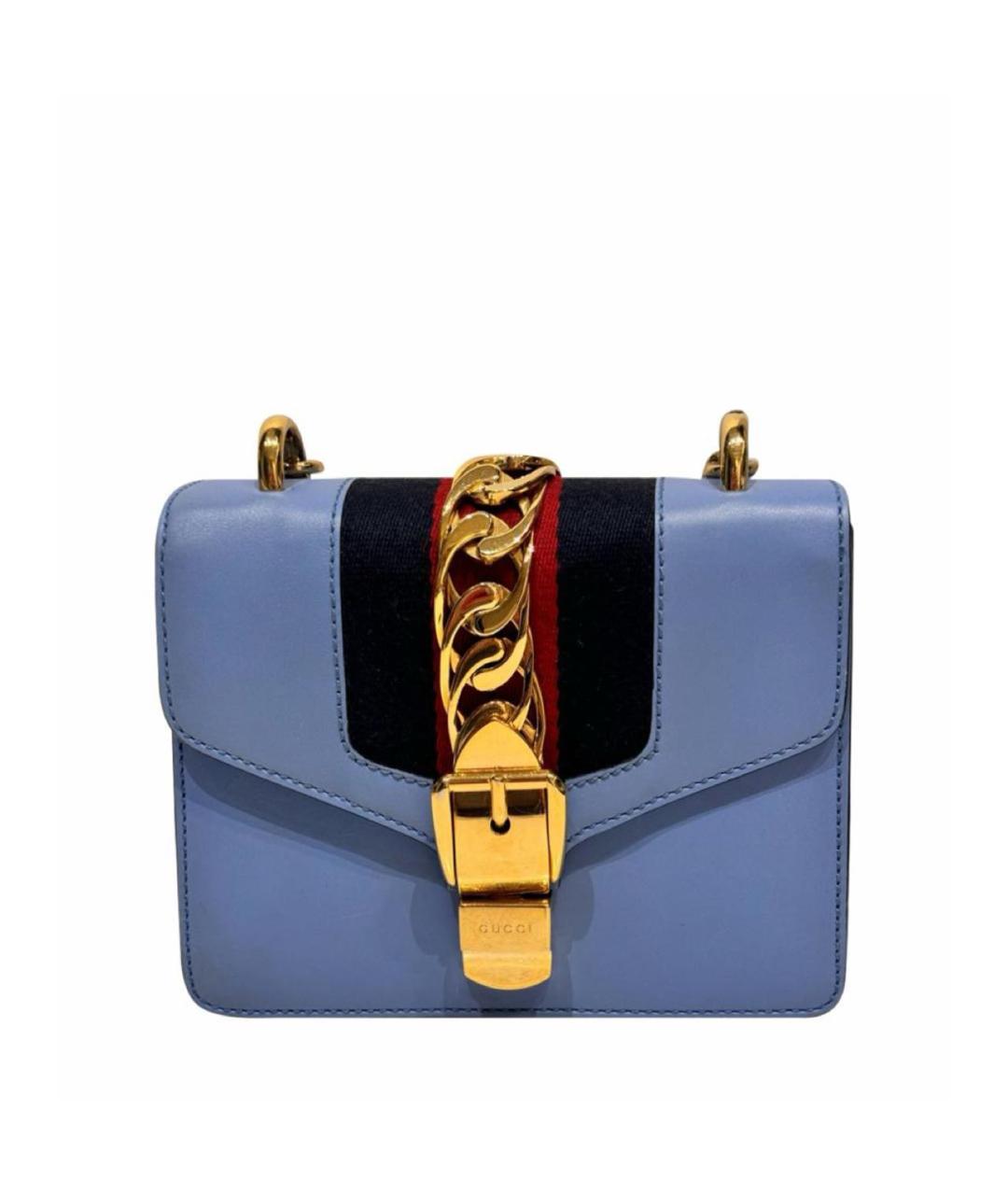 GUCCI Голубая кожаная сумка через плечо, фото 9