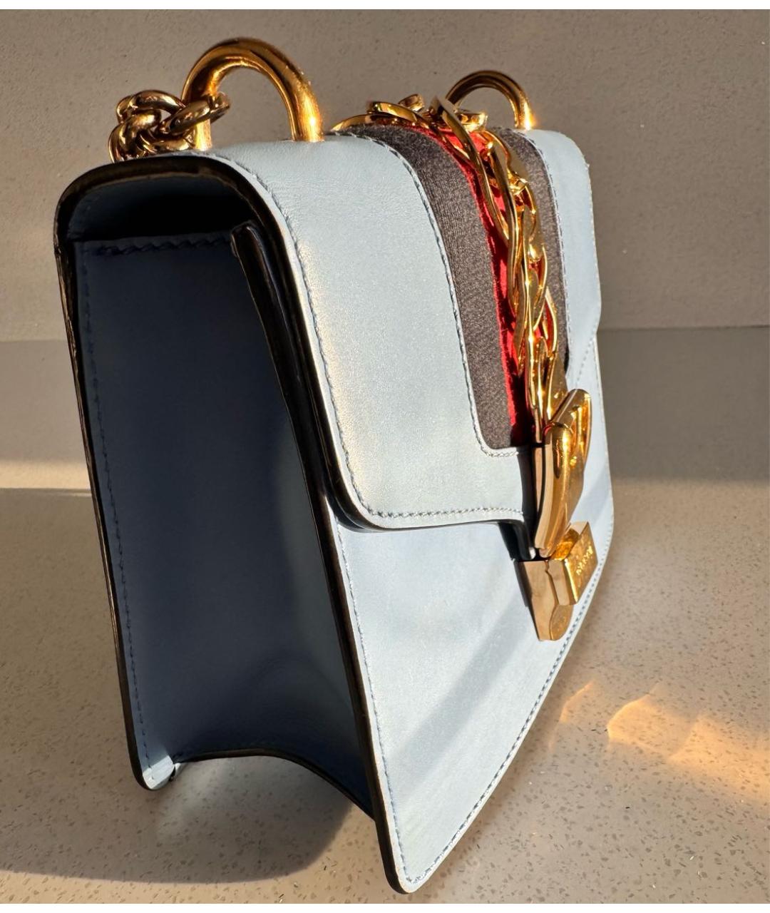 GUCCI Голубая кожаная сумка через плечо, фото 5