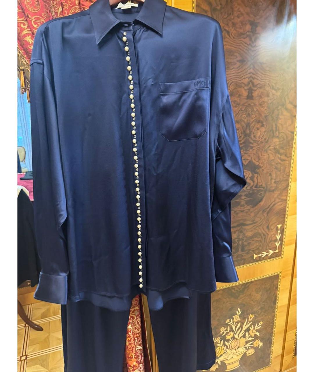 STELLA MCCARTNEY Темно-синий ацетатный костюм с брюками, фото 4