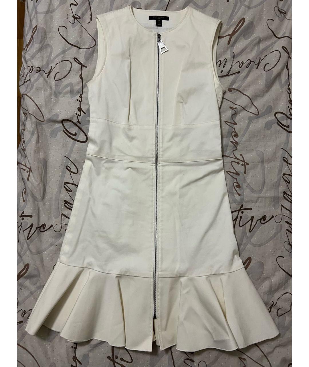 LOUIS VUITTON Белое хлопковое коктейльное платье, фото 8