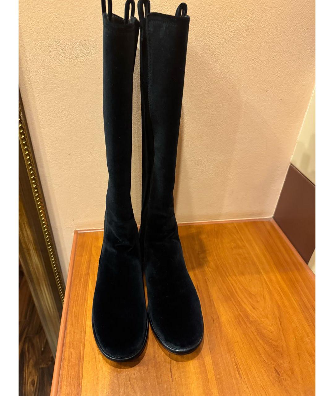 CHANEL Темно-синие замшевые сапоги, фото 2