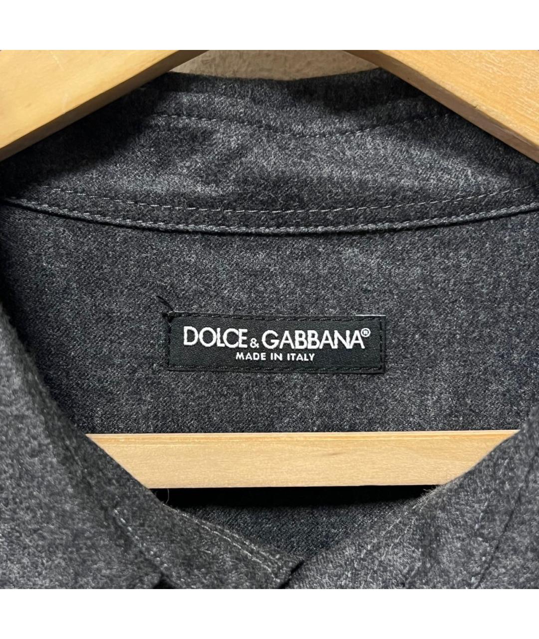 DOLCE&GABBANA Антрацитовая шерстяная классическая рубашка, фото 4