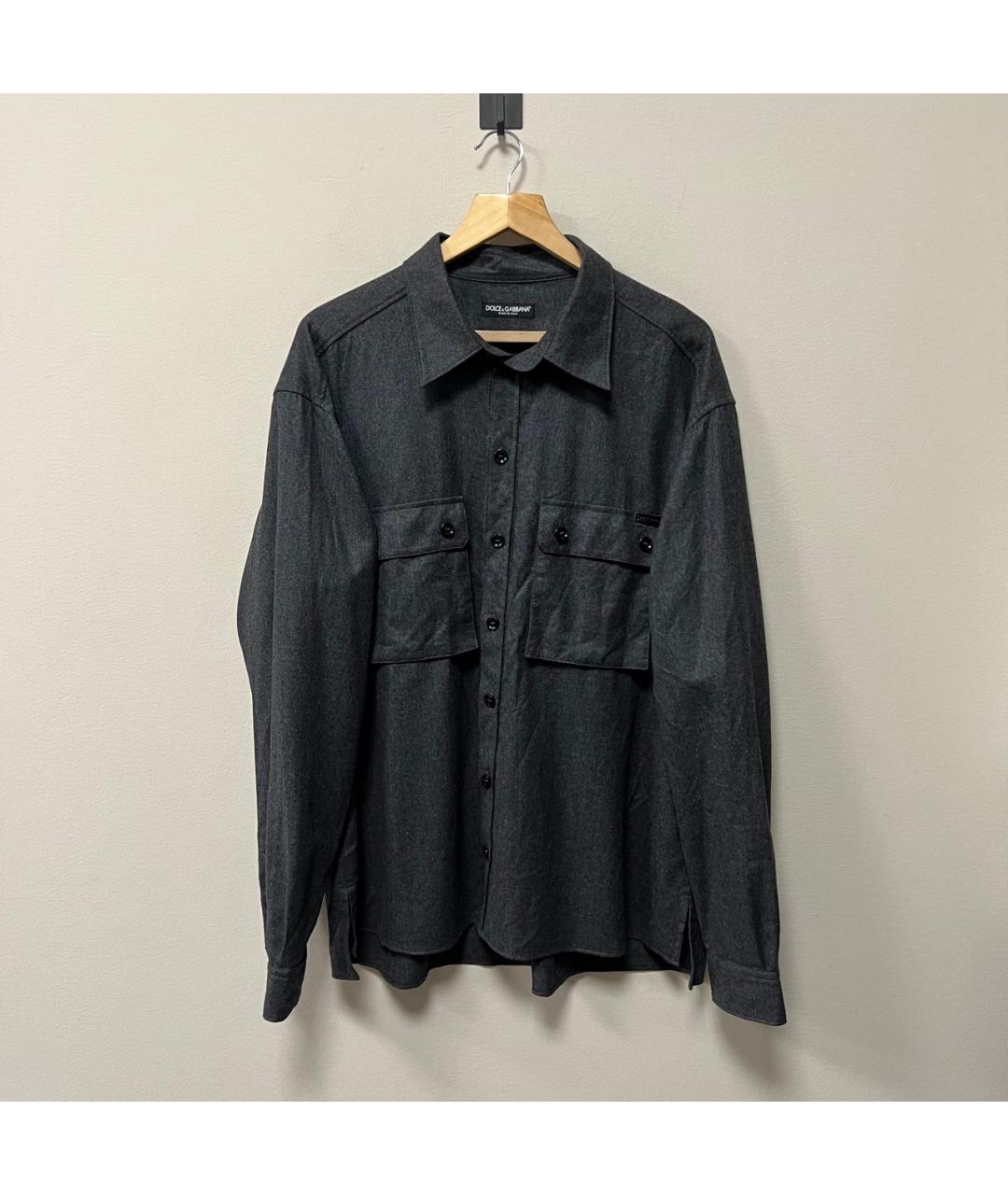 DOLCE&GABBANA Антрацитовая шерстяная классическая рубашка, фото 6