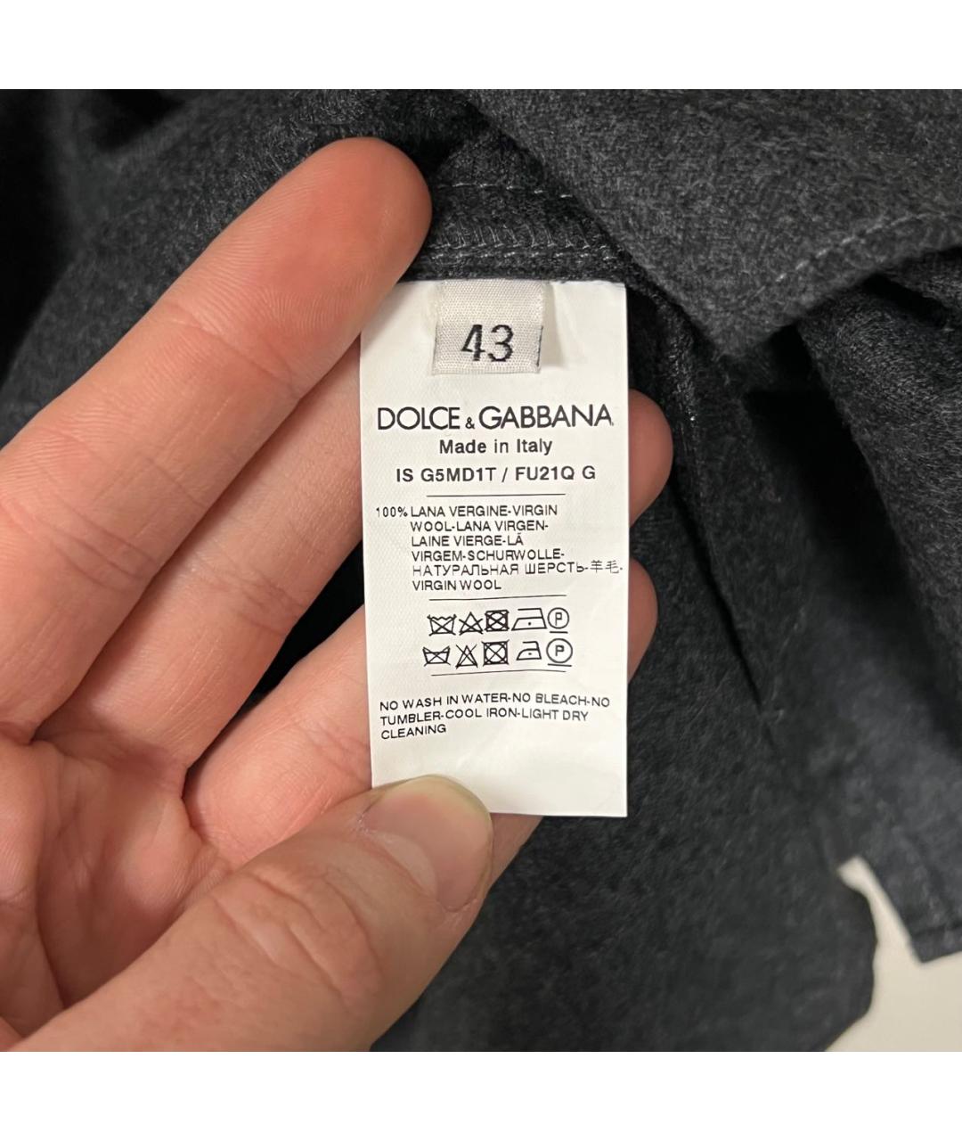 DOLCE&GABBANA Антрацитовая шерстяная классическая рубашка, фото 5