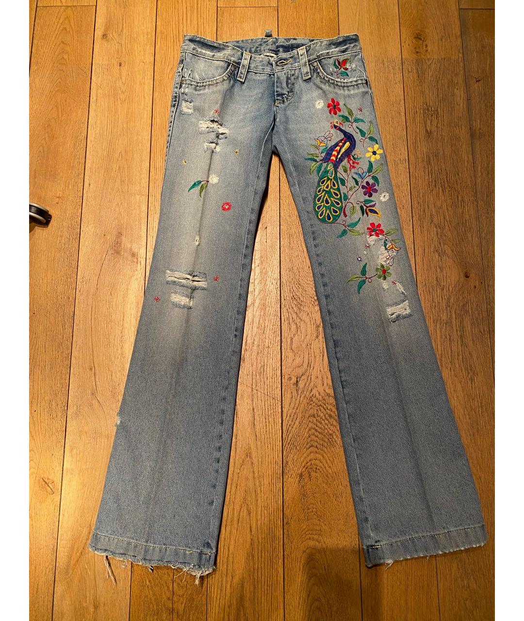 DSQUARED2 Голубые хлопковые джинсы клеш, фото 9