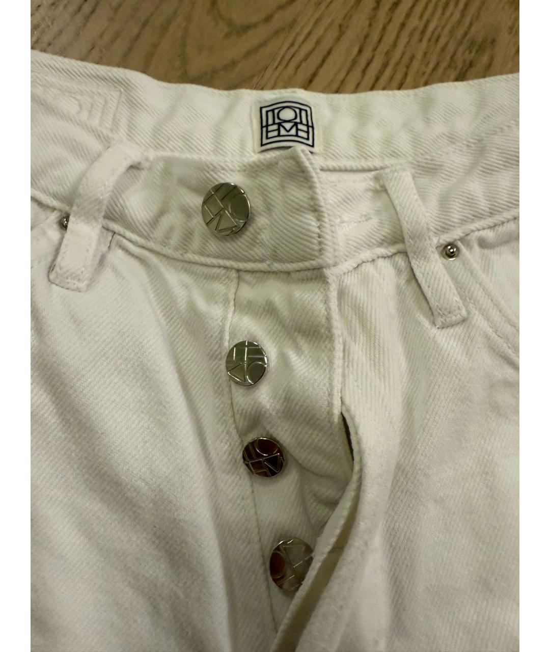 TOTEME Белые хлопковые прямые джинсы, фото 7