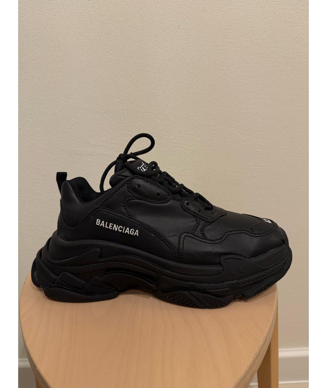 BALENCIAGA Черные кожаные кроссовки, фото 8