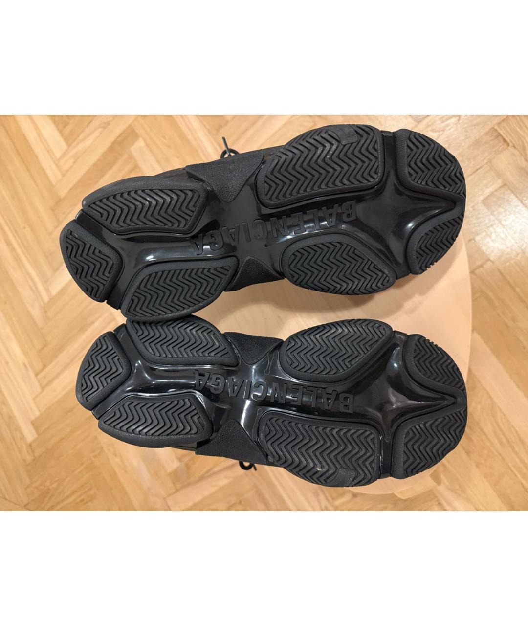 BALENCIAGA Черные кожаные кроссовки, фото 4