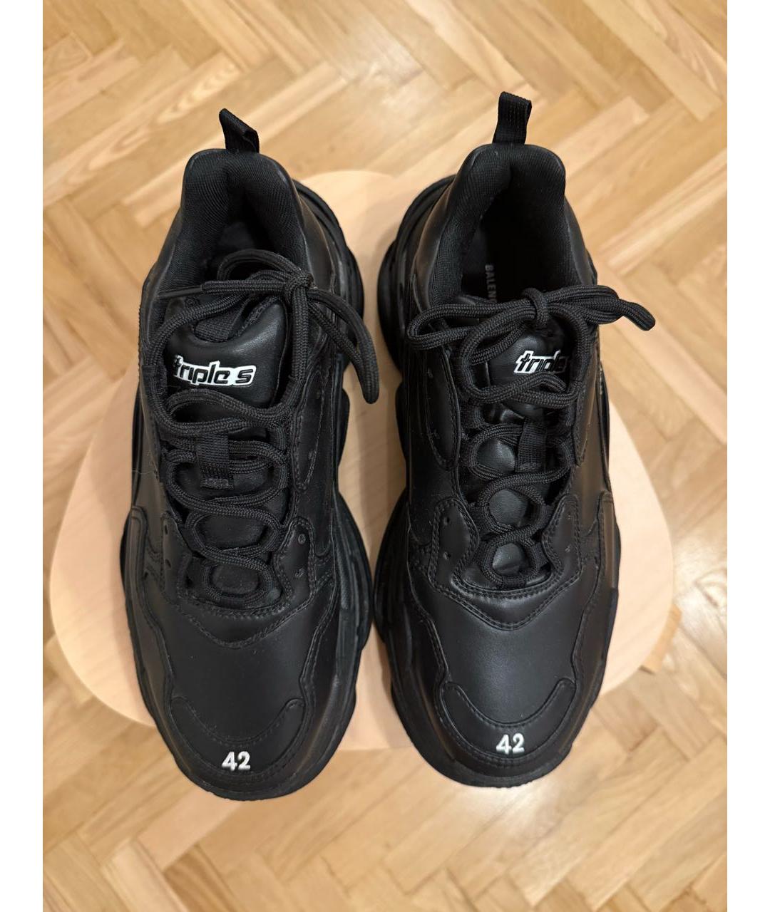 BALENCIAGA Черные кожаные кроссовки, фото 2