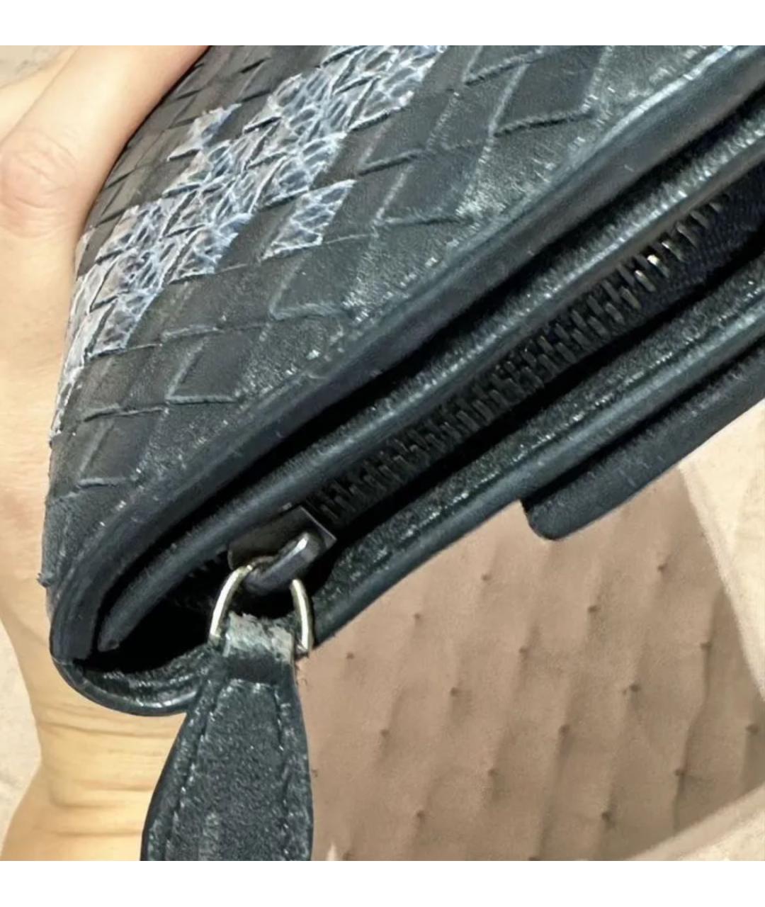 BOTTEGA VENETA Черный кожаный кошелек, фото 4