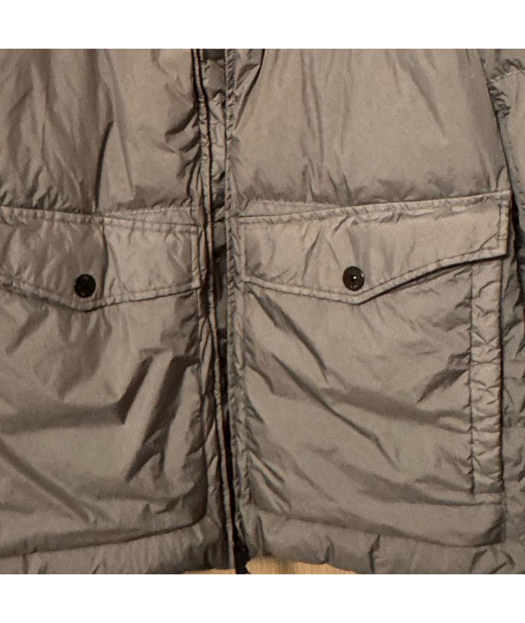 STONE ISLAND Серый полиамидовый пуховик, фото 3