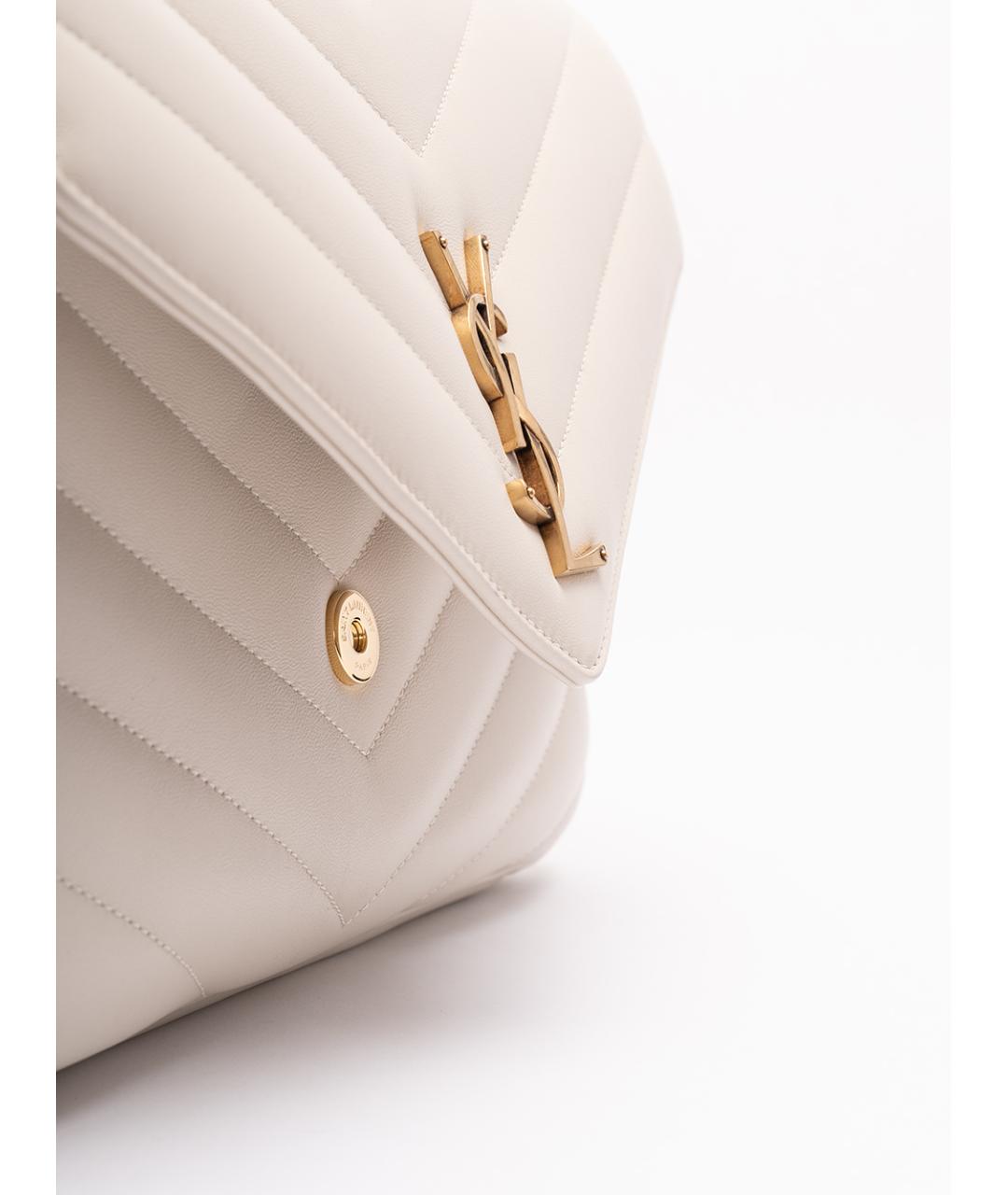 SAINT LAURENT Белая кожаная сумка через плечо, фото 6