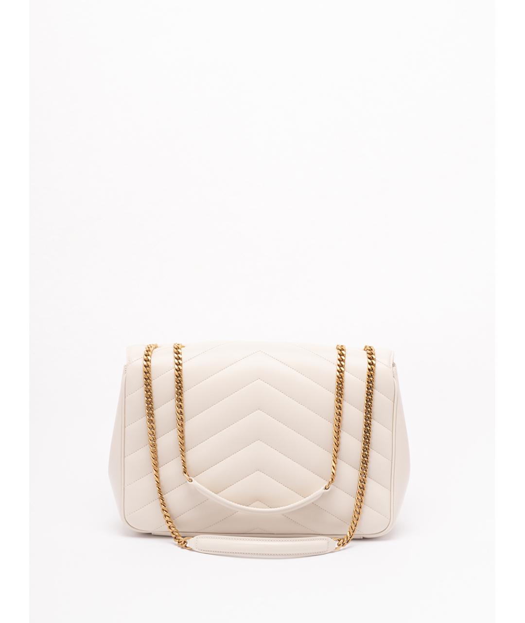 SAINT LAURENT Белая кожаная сумка через плечо, фото 2