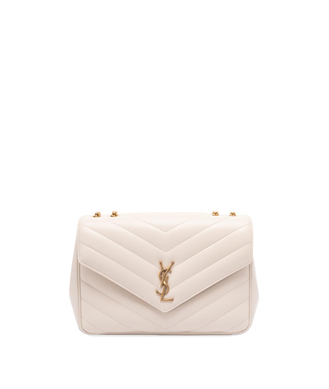 SAINT LAURENT Белая кожаная сумка через плечо, фото 1