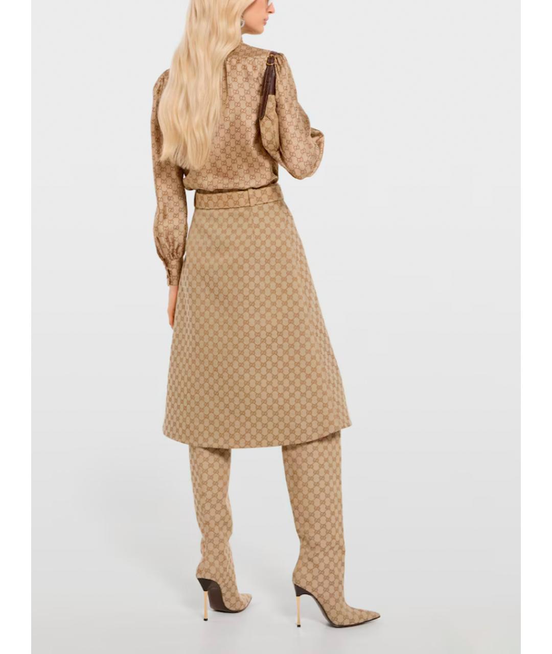 GUCCI Бежевая юбка миди, фото 4