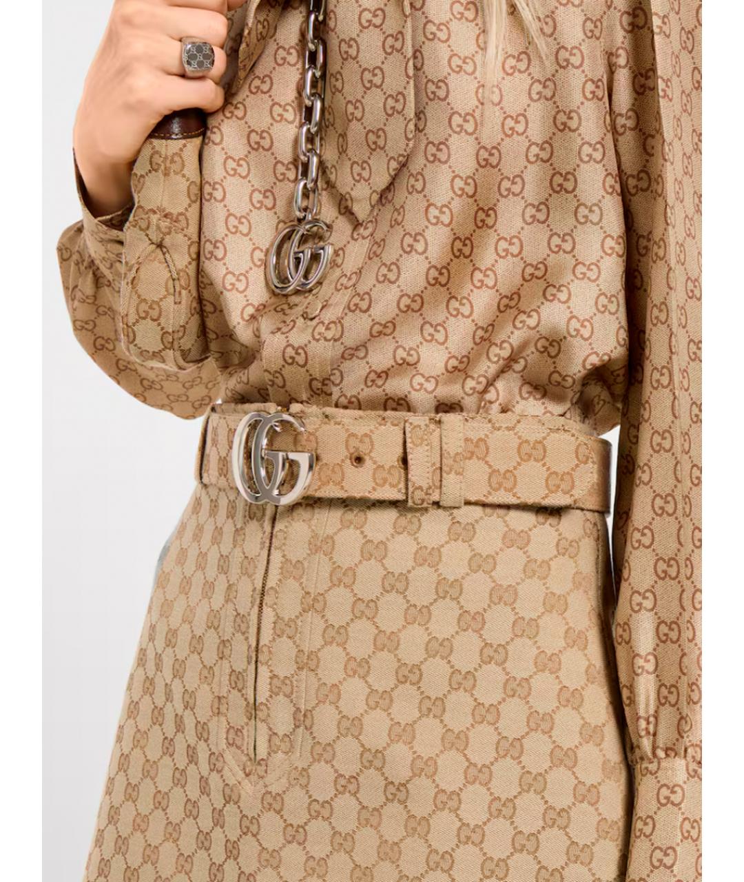 GUCCI Бежевая юбка миди, фото 3