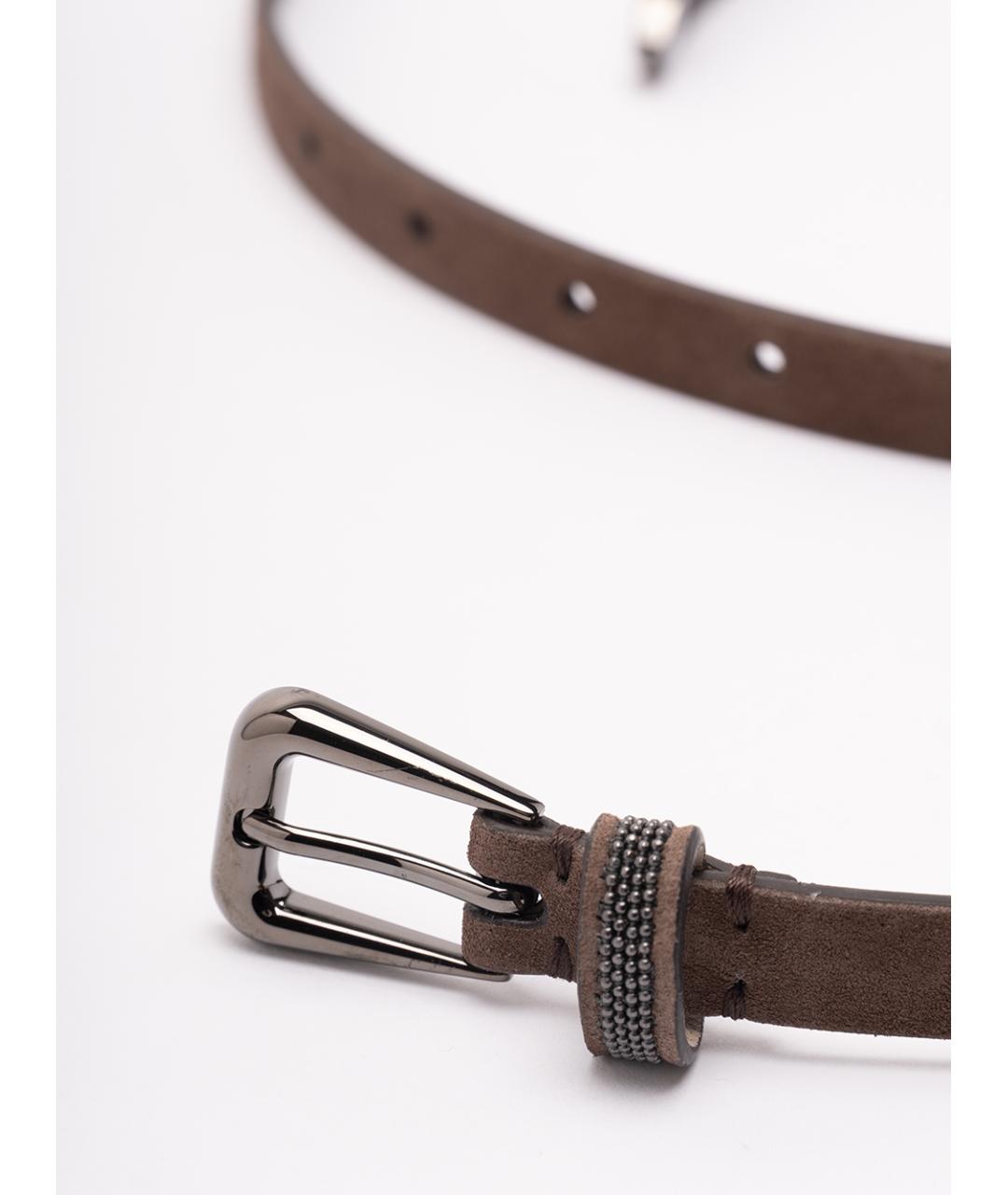 BRUNELLO CUCINELLI Коричневый кожаный ремень, фото 2