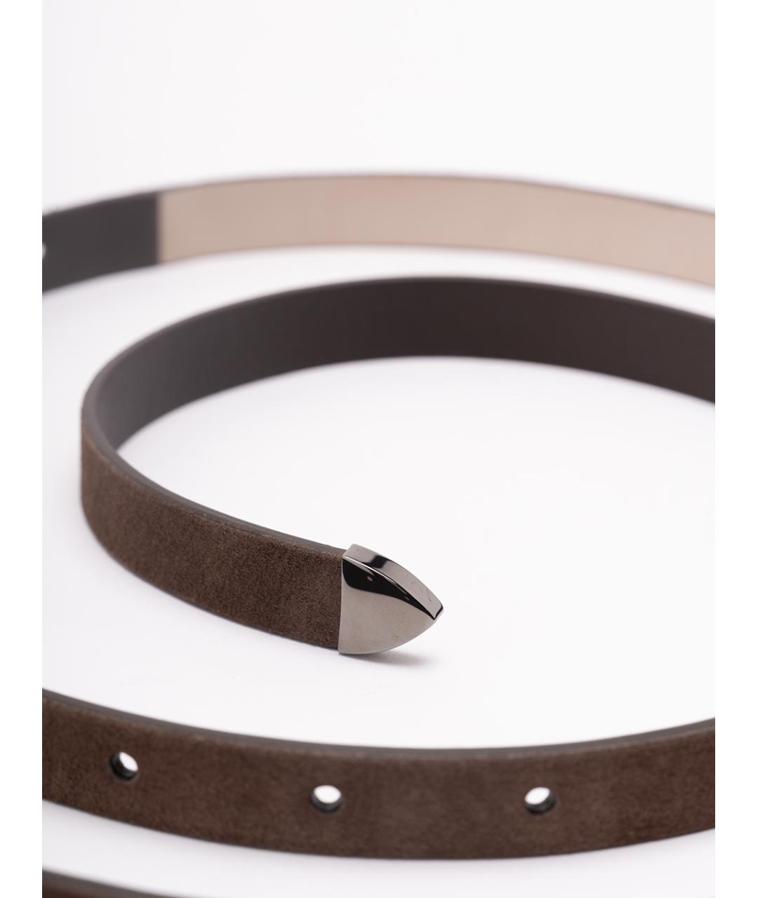 BRUNELLO CUCINELLI Коричневый кожаный ремень, фото 3