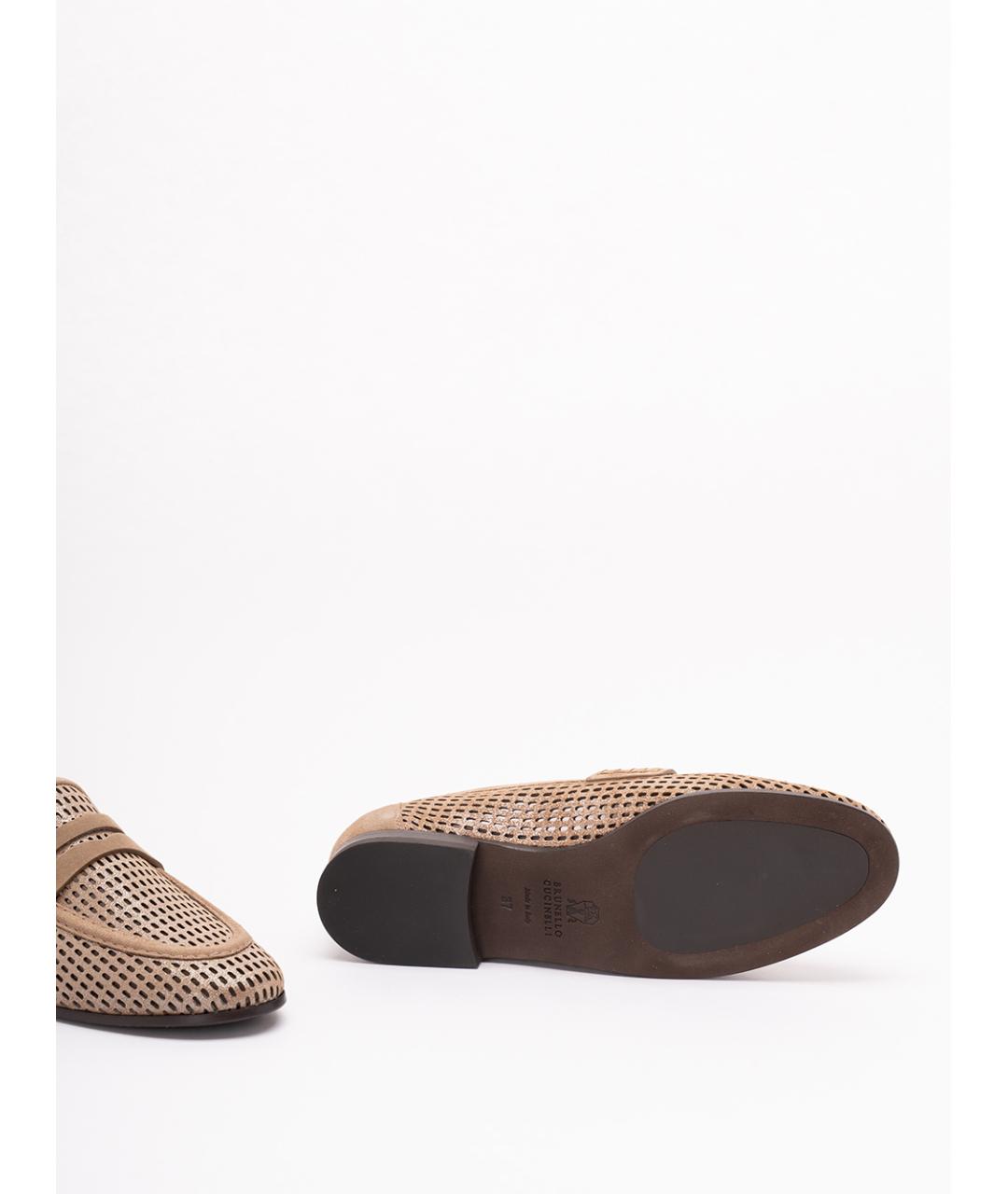 BRUNELLO CUCINELLI Бежевые замшевые лоферы, фото 4