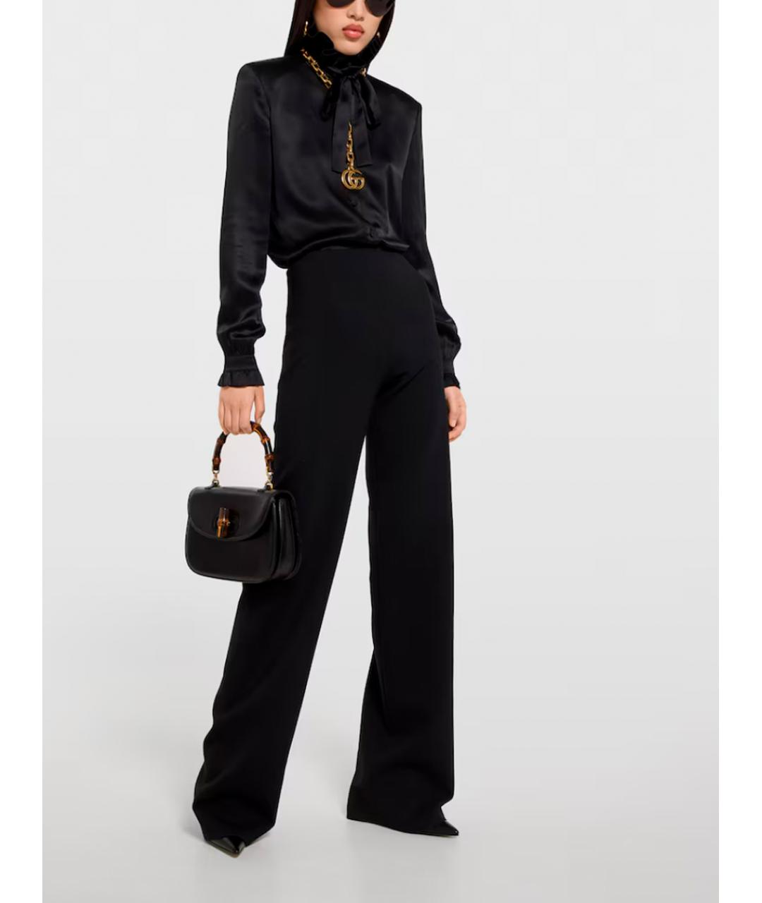 GUCCI Черная шелковая блузы, фото 2