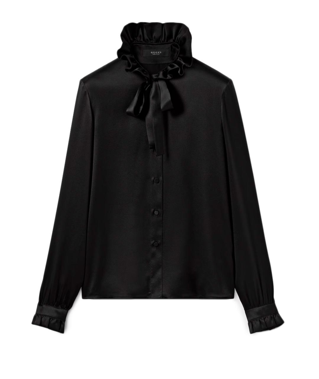 GUCCI Черная шелковая блузы, фото 1