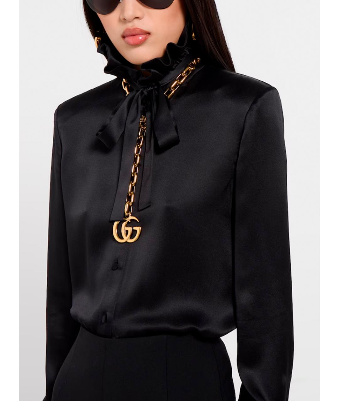 GUCCI Черная шелковая блузы, фото 3